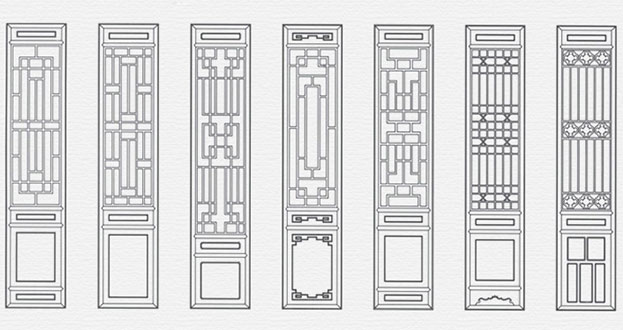 汤阴常用中式仿古花窗图案隔断设计图